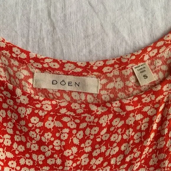 Doen Porto Floral Viscose Sleeveless A Line Mini Dress Orange Hillside Bloom - Picture 9 of 13